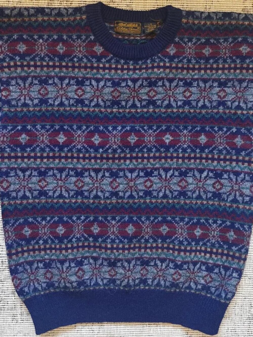 Vintage Eddie Bauer Fair Isle 100% Wool Sweater Size L